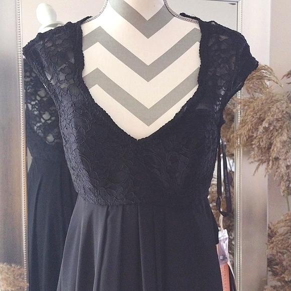 Mori lee by Madeline Gardner black maxi formal/prom/bridesmaid dress - Picture 5 of 14